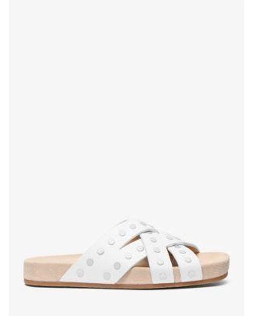 MICHAEL Michael Kors White Irene Studded Leather Flat Sandal