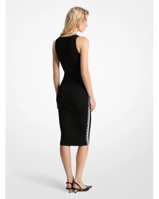 logo tape ribbed knit dress Michael Kors Stretch Midi Tank in Black Stretch viscose