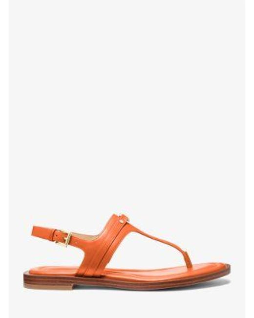 Michael Kors Pink Mk Mandy Leather T-Strap Sandal