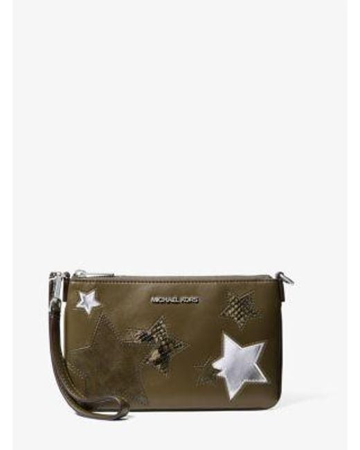 Michael Kors Green Jet Set Small Printed Wristlet