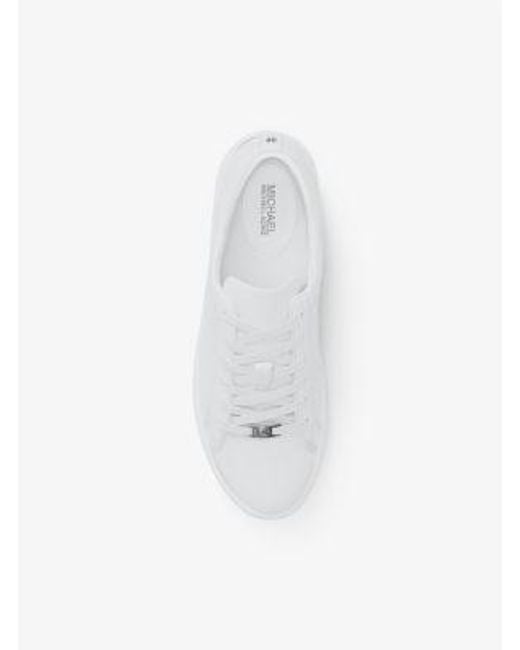 MICHAEL Michael Kors White Mk Keaton Logo Debossed Leather Trainers