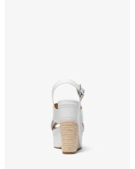 MICHAEL Michael Kors White Mk Nora Leather Wedge Sandal
