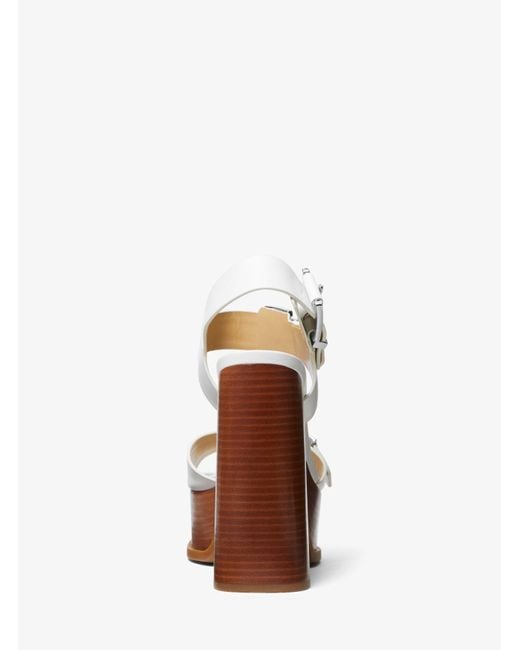 Michael Kors White Colby Leather Platform Sandal