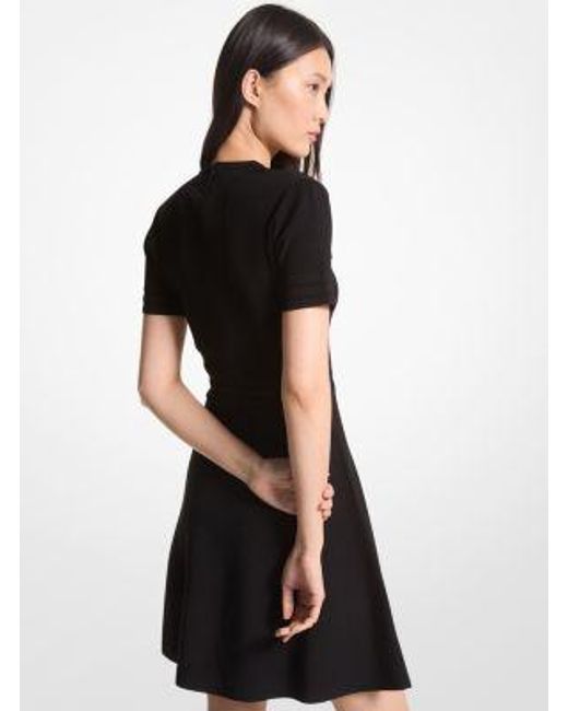 Michael Kors Black Mk Stretch Knit Flared Mini Dress