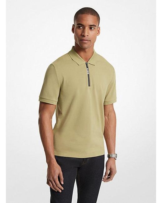 Michael Kors Green Mk Cotton Half-Zip Polo Shirt for men