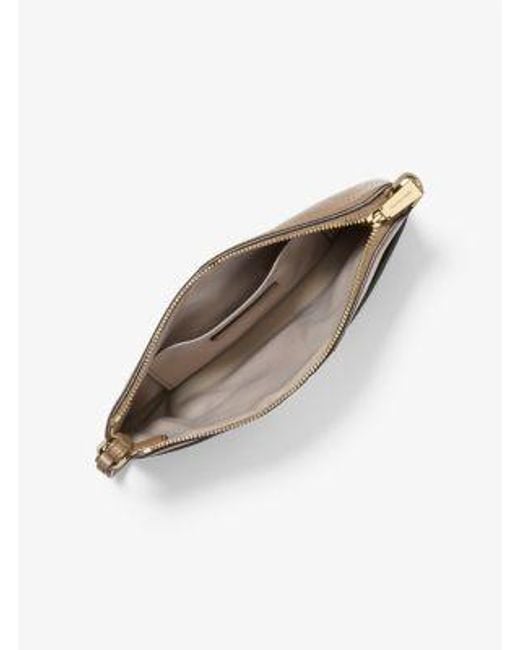 Michael Kors Natural Jet Set Medium Pebbled Leather Wristlet