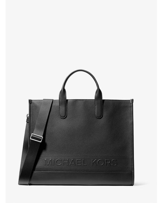 Michael Kors Black Mk Hudson Pebbled Leather Tote Bag for men