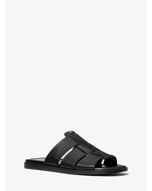 MICHAEL Michael Kors Black Mk Indy Leather Slide Sandal