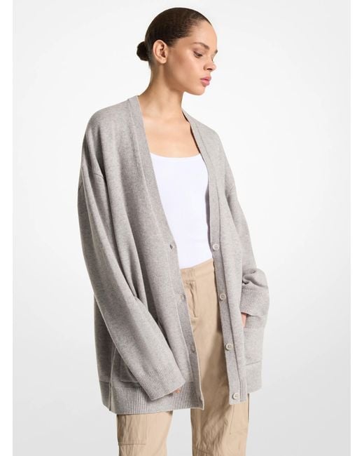 Michael Kors White Cashmere Oversized Cardigan