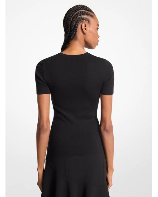 Michael Kors Black Cashmere Short-Sleeve Sweater