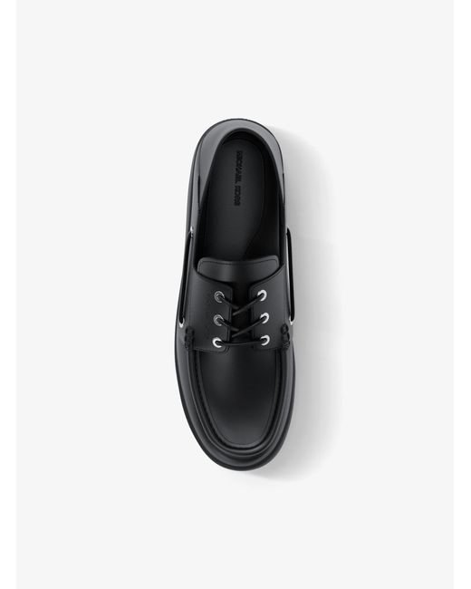 Michael Kors Black Mk Aiden Leather Boat Shoes for men