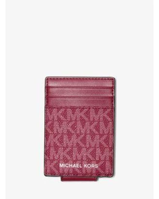 Michael Kors Red Cooper Signature Logo Money Clip Card Case for men