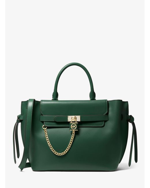 Michael Kors Hamilton Legacy Large Leather Belted Satchel in Moss ...