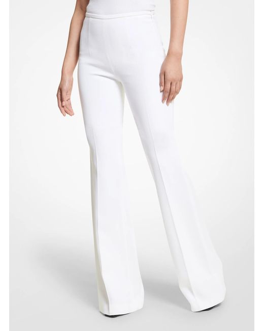 Michael Kors White Brooke Side-Zip Flare Pants
