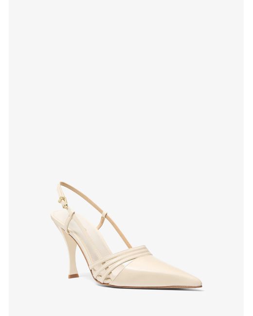 MICHAEL Michael Kors White Mk Haisley Leather Slingback Pump