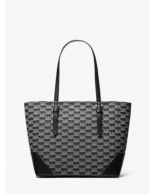 Michael Kors Black Aria Large Signature Logo Jacquard Tote Bag