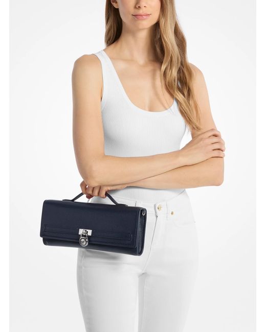 MICHAEL Michael Kors Blue Mk Hamilton Moderne Medium Leather Convertible Clutch