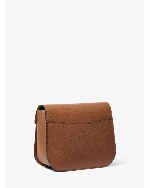 MICHAEL Michael Kors Brown Mk Emilia Small Pebbled Leather Saddle Crossbody Bag