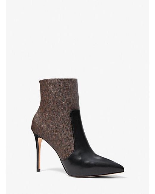 Michael Kors Brown Rue Logo And Leather Boot