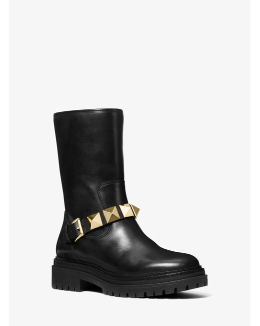 Michael Kors Black Layton Studded Leather Boot