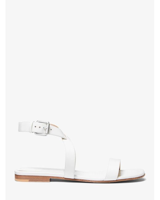 Michael Kors White Mk Bridgette Leather Sandal