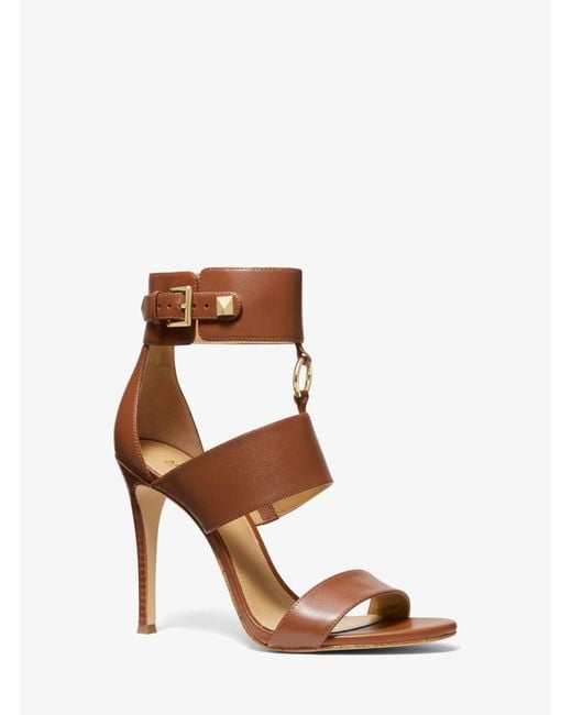 Michael Kors Amos Leather Sandal in Brown | Lyst