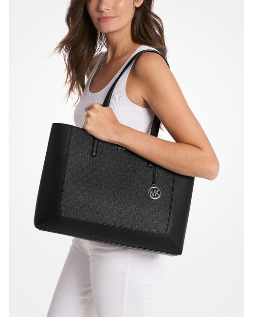 MICHAEL Michael Kors Black Mk Sallie Large Signature Logo Tote Bag