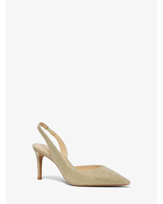 MICHAEL Michael Kors White Mk Alina Flex Glitter Chain Mesh Slingback Pump