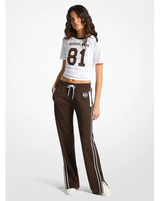 MICHAEL Michael Kors White Mk Piqué Contrast Track Trousers