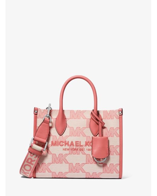 Michael Kors Mirella Small Logo Jacquard Crossbody Bag in Pink Lyst