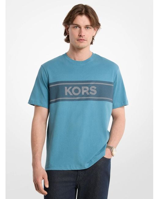 Michael Kors Blue Mk Cotton Jersey Logo T-Shirt for men