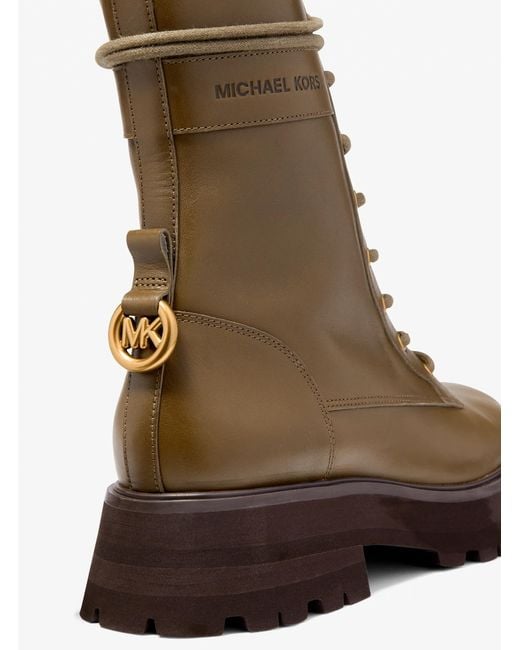 MICHAEL Michael Kors Brown Caleb Leather Combat Boot