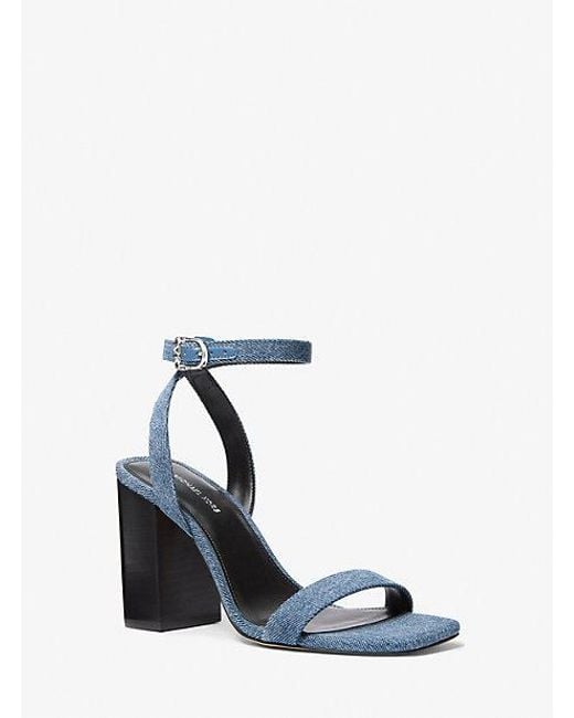 MICHAEL Michael Kors White Merriam Denim Block Heel Sandal