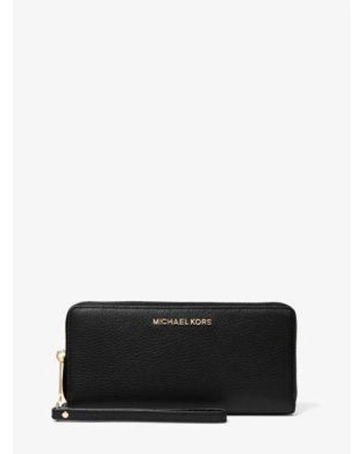 Michael Kors White Jet Set Travel Large Pebbled Leather Wristlet