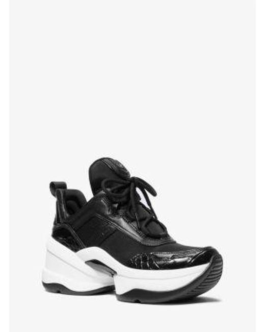 Michael Kors White Olympia Mixed-Media Trainer