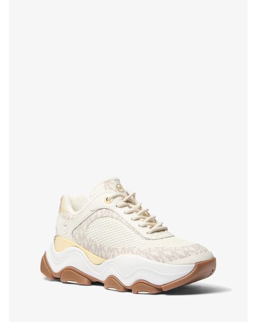 MICHAEL Michael Kors White Atlas Signature Logo And Mesh Trainer