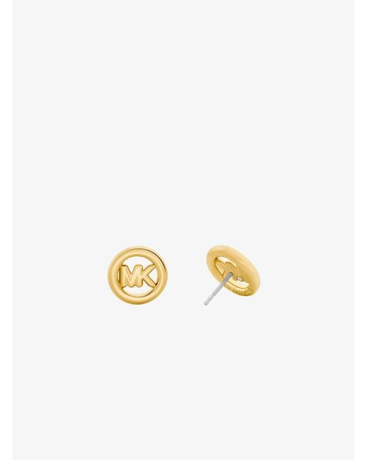 Michael Kors Metallic Small Logo Charm Stud Earrings
