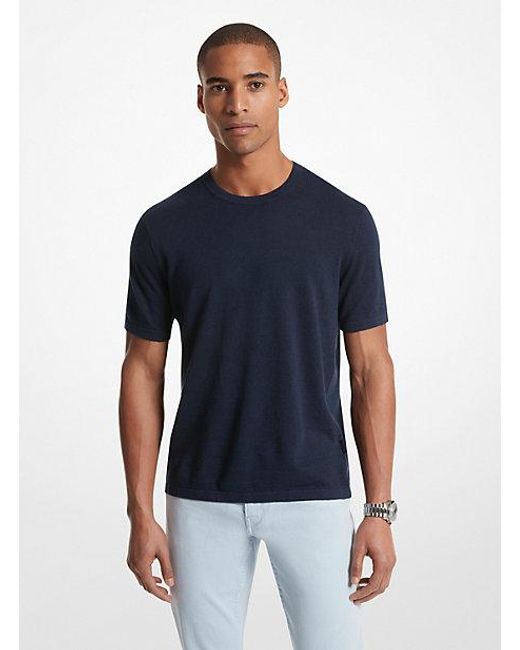 Michael Kors Blue Linen Blend T-shirt for men