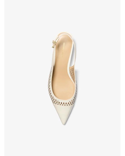 Michael Kors Natural Mk Amara Laser-Cut Leather Slingback Pump