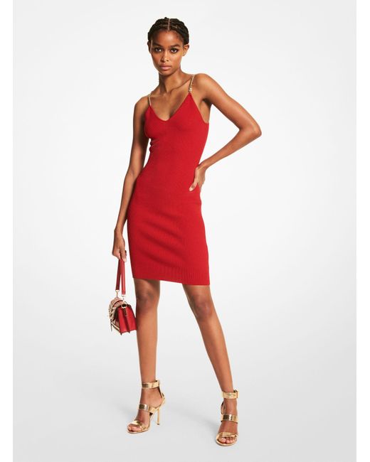Michael Kors Chainlink Recycled Viscose Tank Dress in Red Lyst