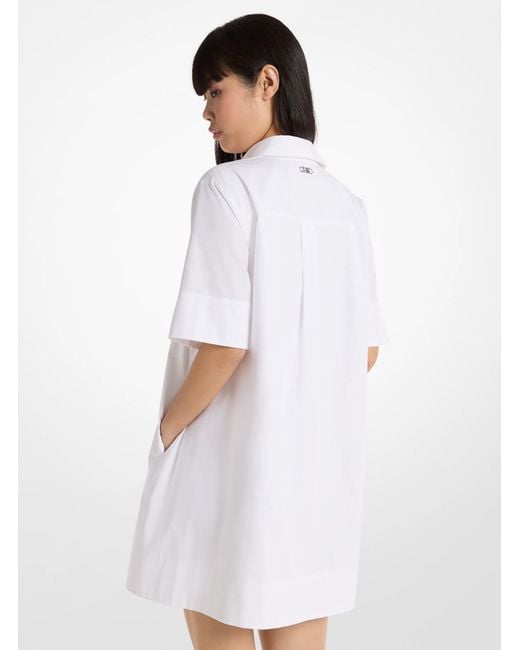 Michael Kors White Cotton Poplin Shirtdress