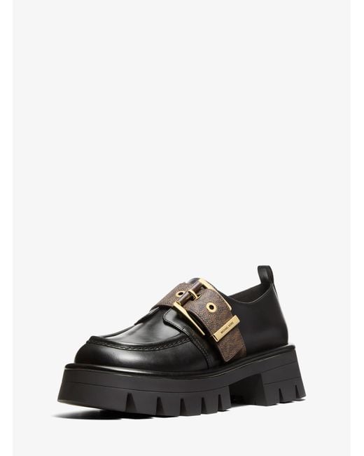 MICHAEL Michael Kors Black Mk Colby Signature Logo Trim And Leather Loafer