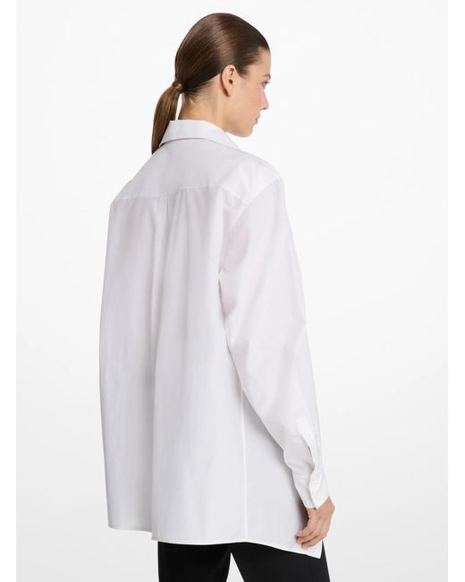 Michael Kors White Mk Silk And Cotton Taffeta Portrait Collar Shirt
