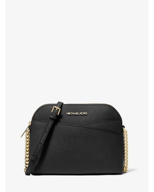 Michael Kors Outlet Black Mk Jet Set Travel Medium Dome Crossbody Bag