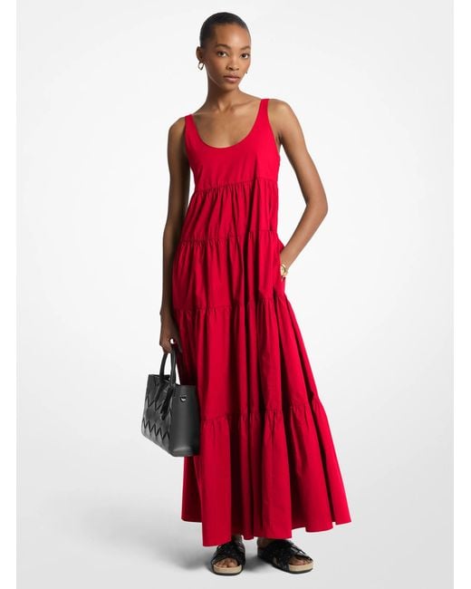 MICHAEL Michael Kors Mk Stretch Cotton Tiered Dress