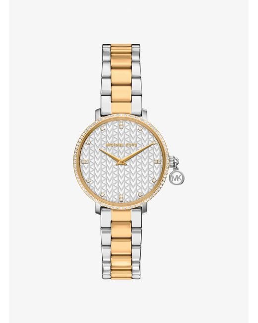 Michael Kors Metallic Mini Pyper Pavé Two-Tone Watch