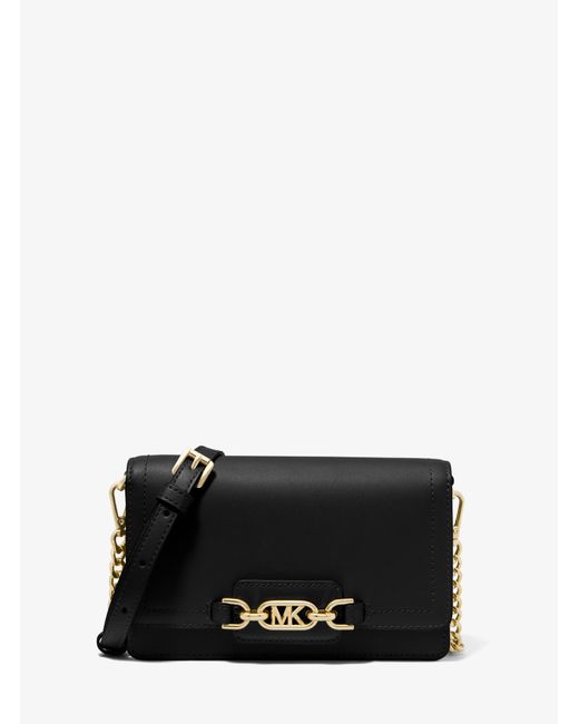 Michael Kors Heather Extrasmall Leather Crossbody Bag in Black Lyst
