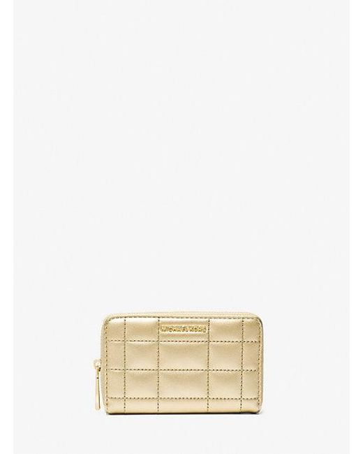 Michael Kors Natural Small Metallic Quilted Leather Wallet