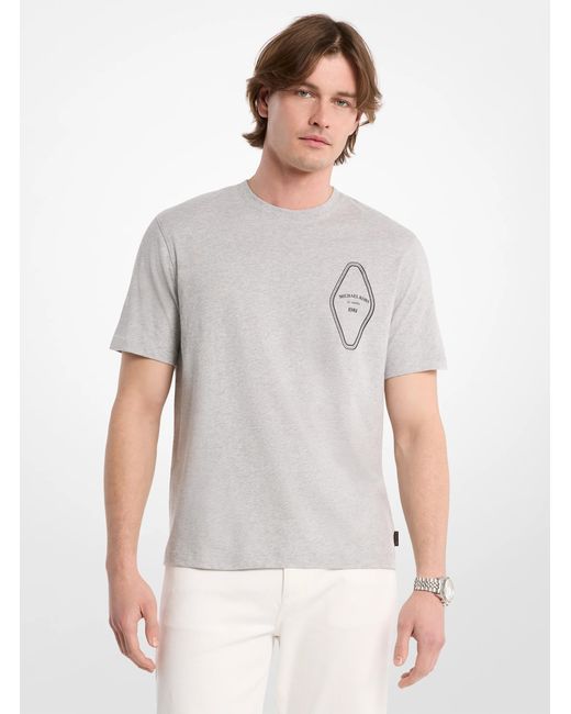 Michael Kors White Graphic Logo Cotton T-Shirt for men