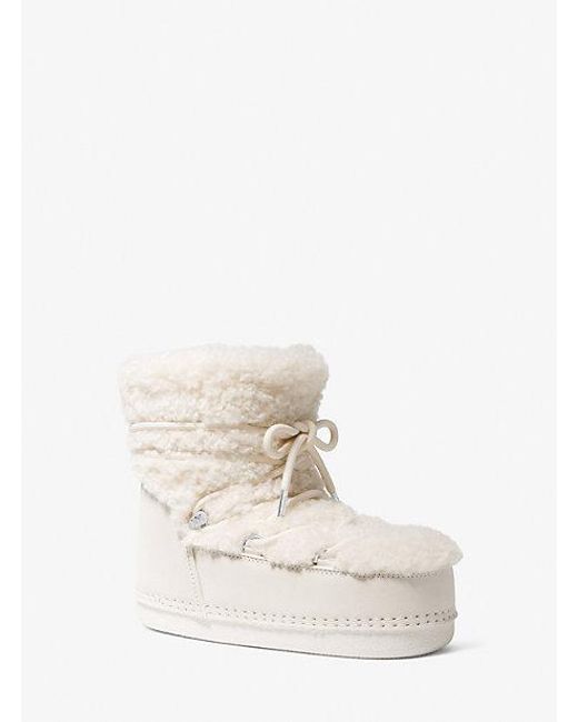 Michael Kors White Zelda Sherpa And Suede Boot